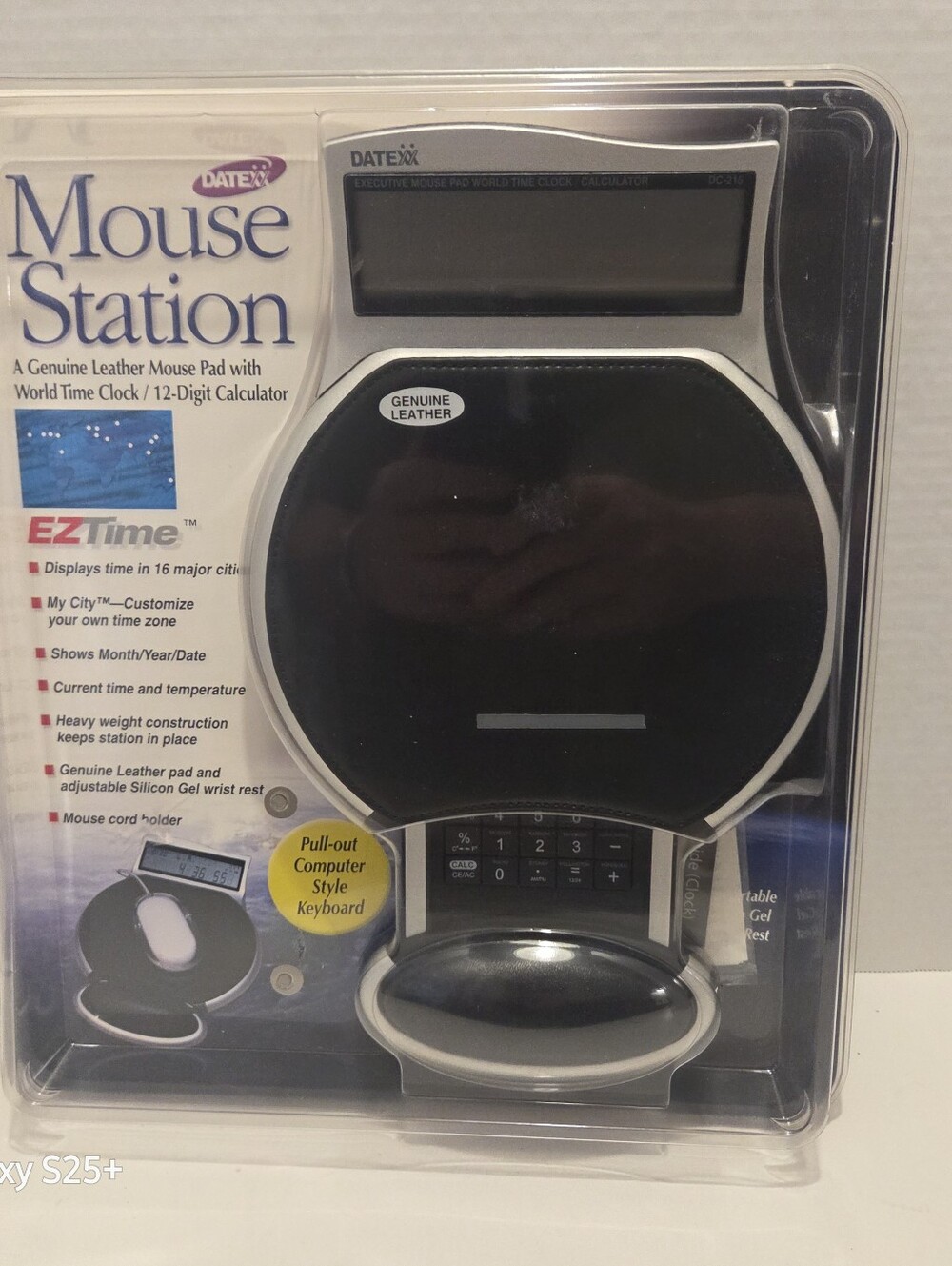 Datexx Mouse Station Genuine Leather Mouse Pad with Calculator